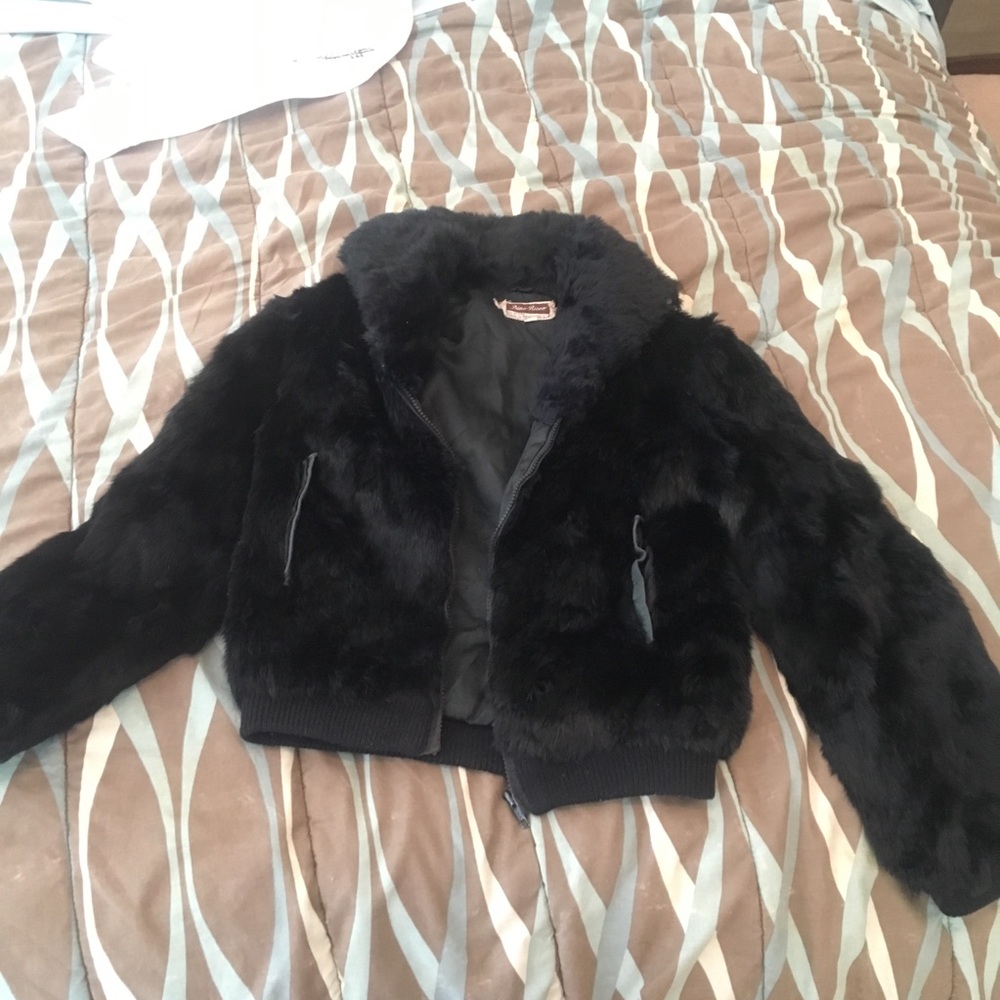 black rabbit fur jacket